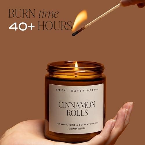Sweet Water Decor Cozy Season Soy Candles - Fall Candles with Woods, Warm Spice, and Citrus Scent for Home Decor - Soy Candle with 40 Hours Burn Time - 9Oz Black Lid Amber Jar Candles Fall Scents thumbnail 4