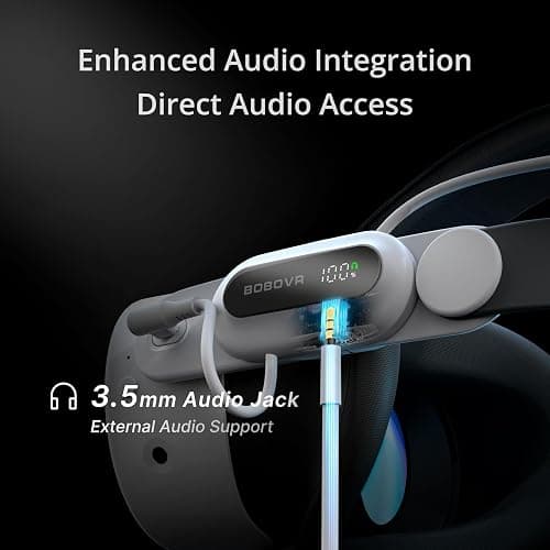 BOBOVR E3 Pro Battery Strap Accessories for Meta Quest3/3S,10000mah Hot Swappable Fast Charging Battery and 3.5mm Audio Expansion thumbnail 4