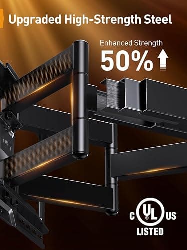 Perlegear UL-Listed Full Motion TV Wall Mount for 42–90 Inch TVs up to 150 lbs, Pre-Assembled TV Mount with Tool-Free Tilt, Swivel, Extension, Max VESA 600 x 400mm, 12″/16″/18″/24″ Wood Studs, PGLF16 thumbnail 6