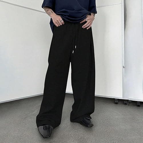 Baggy Sweatpants Men Wide Leg Sweats Pants Loose Cotton Open Bottom Joggers with Pockets Y2k Tall Trousers Streetwear thumbnail 3