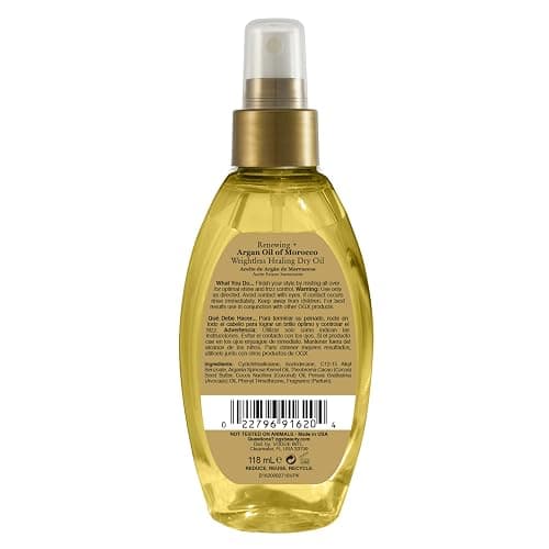 OGX Renewing + Argan Oil of Morocco Weightless Healing Dry Oil Spray, Argan Oil for Hair Care, Lightweight Mist for Split Ends, Frizz Control & Shine, Paraben & Sulfated-Surfactants Free, 4 fl oz thumbnail 5