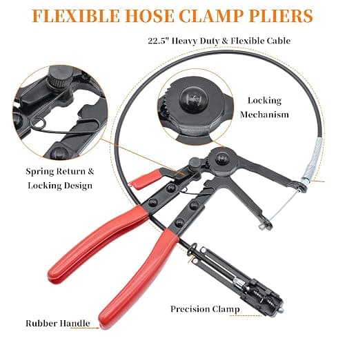 Yuesstloo 16 Pcs Hose Clamp Pliers Set, Hose Clamp Removal and Installation Tool with Long Flexible Plier & Electrical Disconnect Pliers for Automotive Coolant Radiator Heater, Water Hoses, Fuel Lines thumbnail 4