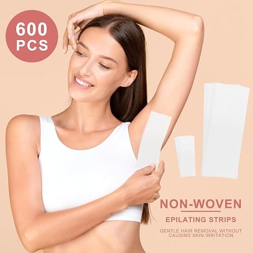 600-Count Non Woven Wax Strips, 2 Size Body and Facial Epilating Wax Strips Paper for Hair Removal, Beauty Waxing Strips for Leg Face Chest Back and Bikini thumbnail 4
