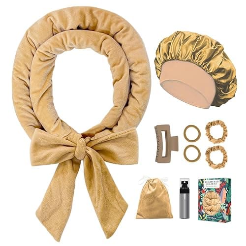 Gwabee 70" Soft Hair Curlers for Overnight Curls - No Heat Curl Wrap with 9 Rods for Long Hair, Khaki - Image 1