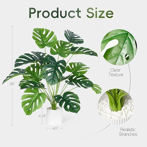 ELTNEGSA 28" Fake Plants Large Artificial Plants Indoor Tall Faux Monstera Plant for Home Office Living Room Garden Decor thumbnail 5