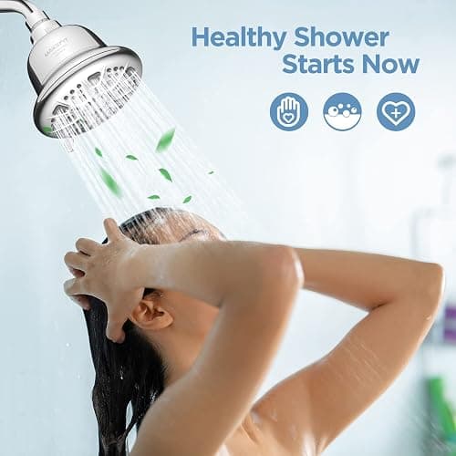MakeFit Filtered Shower Head - High Pressure Shower Head with Filter for Hard Water Softener - 7 Settings Bathroom Rain Showerhead to Remove Chlorine and Heavy Metals (Chrome) - Premium Filter - Chrome thumbnail 6