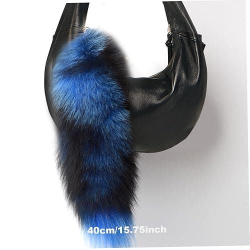 Faux Tail Therian Tail Fox 15.8'' Faux Animal Tail Keychain Fluffy Therian Tail Pendant Long Fox Tail Keychain Holder White thumbnail 5