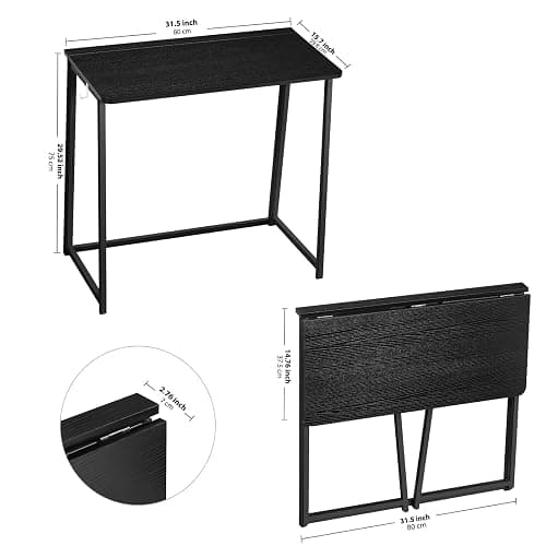 WOHOMO Folding Computer Desk, Small Writing Foldable Desk 31.5", Space-Saving Laptop Table, Easy Assemble Workstation for Home Office,Black thumbnail 3