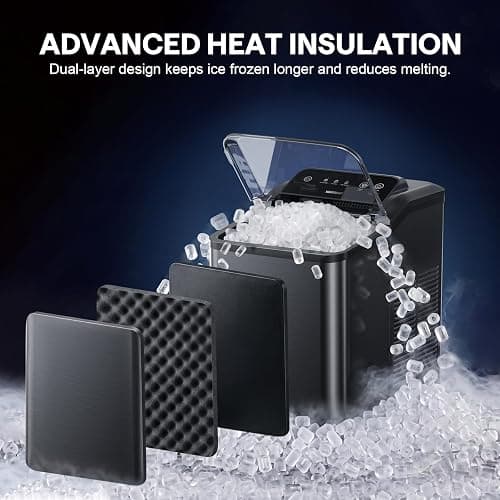 Nugget Ice Maker Countertop, Soft Chewable Pellet Ice, 35lbs/Day | Stainless Steel Ice Maker Ready in 6 Mins with Touch Screen, Auto Ice Drop, Self-Cleaning, Scoop Included for Kitchen Office thumbnail 7