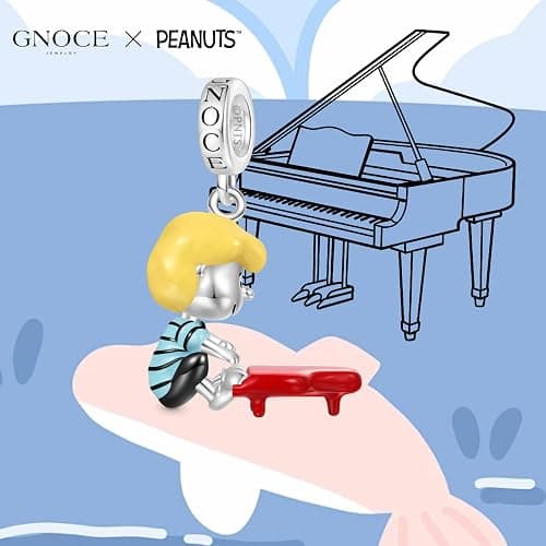GNOCE Peanuts Snoopy Pendant Dangle Charm for Women, S925 Sterling Silver Dangle Charms for Women Wife, Valentine‘s Day, Mother’s Day Jewelry (Schroeder Piano) thumbnail 2