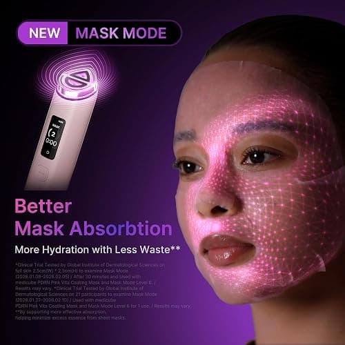 medicube Booster Pro X2™ - 7 in 1 Glow Beauty Device, 2X Glow Care, Pink | 7-IN-1 Korean Skincare Device - 2X Care for Glow, Pores, Skin Definition & Radiance, Customized Dual & Mask Modes, Pink thumbnail 5