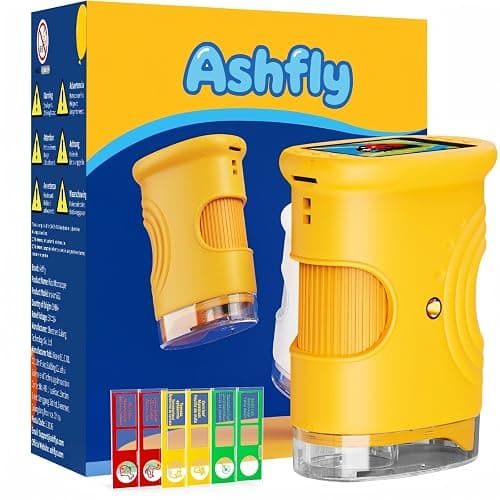 Mikroskop für Kinder, 1080P HD 2.0" Bildschirm Taschenmikroskop, Ashfly Handy Digital Microscope LED Lights -Anschluss an PC, Mini-Mikroskop draussen Geschenke für 4-12 Jährige Orange - Image 1