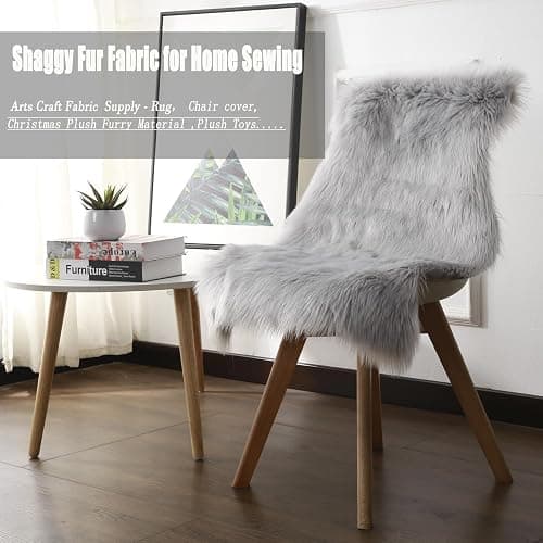 Faux Fur Fluffy Crafts Fabric 23.6x59 inch Grey, Long Pile Shaggy Fur Fabric for Costume, Halloween Decoration, Home Sewing, Craft Arts Supply, Upholstery, Christmas Plush Furry Material thumbnail 8