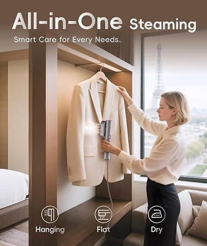 Steamer for Clothes, 1000W Portable Garment Steamer Travel Size, 100-240V Dual Voltage, 120ml Tank Handheld Steam & Iron 2 in 1, for Home, Business, Global & Europe Traveling thumbnail 6