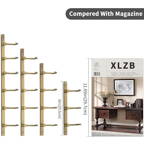 WINCASE Antique Brass Towel Hook Rack, Brushed Wall Hooks with 3 Hooks - Rustic Bath Coat Hook Holders thumbnail 6