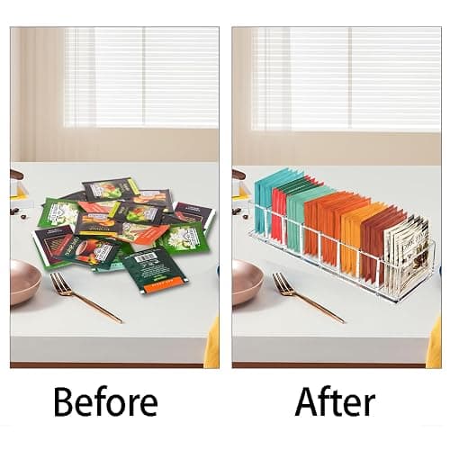 Tasybox Tea Bag Organizer, Clear Acrylic Tea Bag Holder, Tea Packet Storage for Drawer, Pantry, Kitchen, Cabinet, Countertop, 1 Pack thumbnail 5