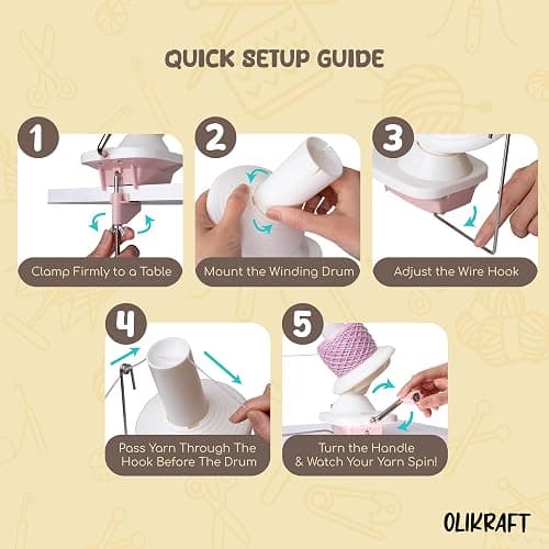 Olikraft Manual Yarn Winder | Yarn Ball Winder, Roller, Baller Crochet Spinner for Crocheting | Clamp for 1 3/4" Surfaces | Create Cakes up to 4oz thumbnail 6