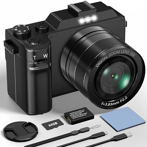 Appareil Photo Numérique, 5K 64MP Digital Camera avec Carte 64GB WiFi, Autofocus Appareil Photo Compact LCD Écran 3'' Selfie Camera de Vlog pour Adolescents Débutants Adulte Youtube - Image 1