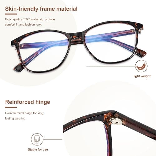 Madison Avenue Blue Light Blocking Glasses Anti Eyestrain UV Glare Blue Light Glasses for Women with Case, TV Phone Computer Gaming Eyeglasses (Demi) thumbnail 3