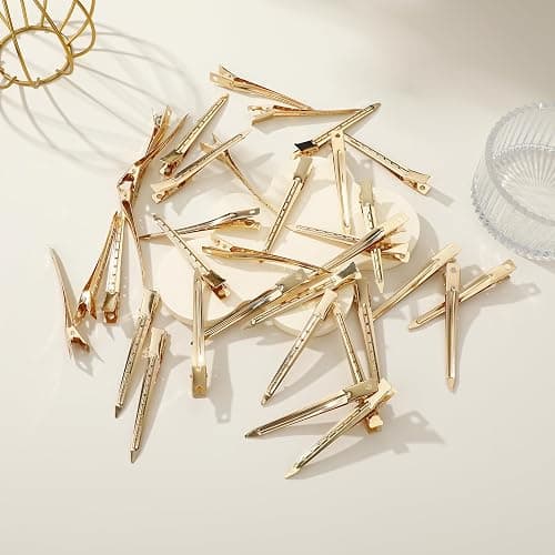 40PCS Metal Duck Bill Hair Clips for Women Alligator Curl Clips for Styling | CWJCYTNSN 3.5 Inch Rustproof Metal Hair Clips for Thick Hair & Thin Hair, Gold Styling Clips with Holes for Salon thumbnail 4