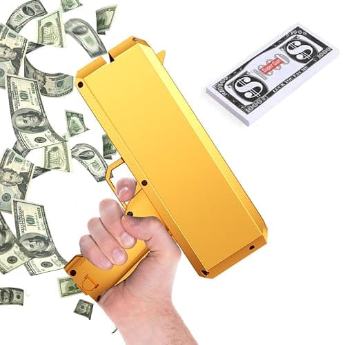 OBEST Money Gun Shooting, Money Gun Toy, Fake US Dollar Banknotes, Golden Prop Gun, Money Rain, Suitable for Parties, Weddings, Party Games - Image 1