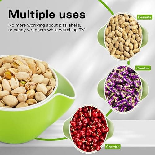 LivLab Mker Snack bowls for adults, Pistachios bowl with shell storage, Nut bowl sunflower seed spit cup, can berry serving dish, Green thumbnail 4