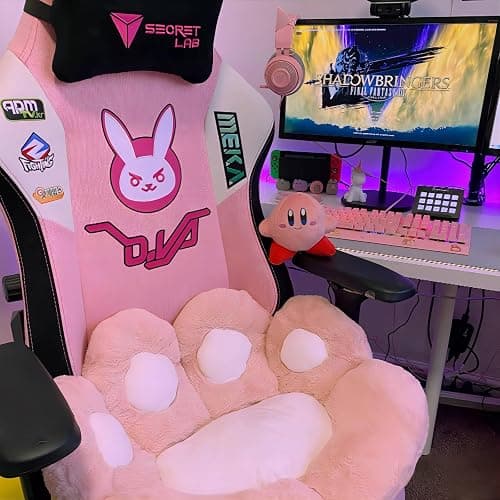Ditucu Cat Paw Cushion Kawaii Chair Cushions 31.4 x 27.5 inch Cute Stuff Seat Pad Comfy Lazy Sofa Office Floor Pillow for Gaming Chairs Room Decor Pink thumbnail 2