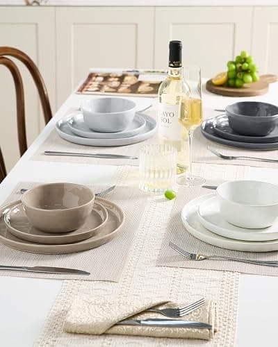 Famiware Mars Plates and Bowls Set, 12 Pieces Dinnerware Sets, Dishes Set for 4, Multi-color thumbnail 2