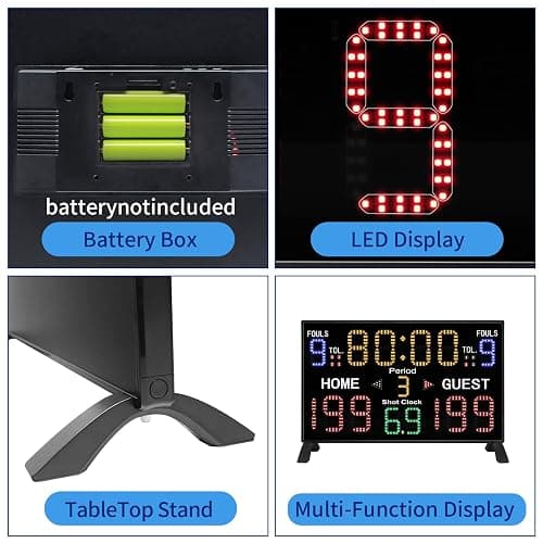 LUCKY TIME Basketball Scoreboard with Shot Clock, 12/14/24/30/25/60 Seconds, Upgraded Thickening Digital Scoreboard with Remote, Battery Powered Electronic Scoreboard for Indoor Outdoor thumbnail 3