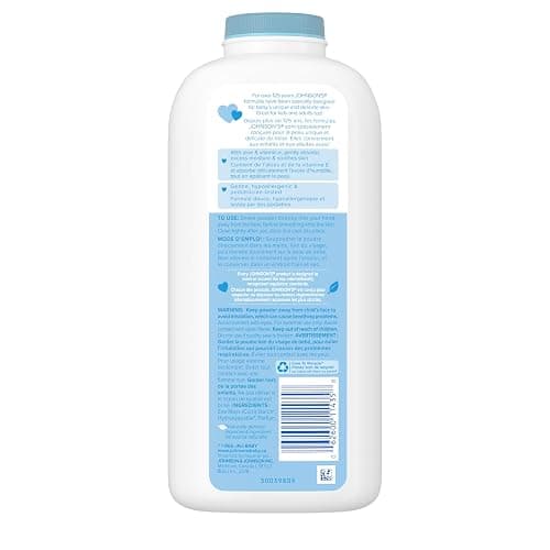 Johnson's Baby Powder, Naturally Derived Cornstarch with Aloe & Vitamin E for Delicate Skin, Hypoallergenic and Free of Parabens, Phthalates, and Dyes for Gentle Baby Skin Care 623g thumbnail 2