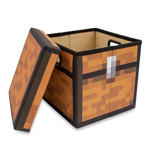 Minecraft Brown Chest 13-Inch Storage Bin Chest With Lid | Foldable Fabric Basket Container, Cube Organizer With Handles, Cubby For Shelves, Closet | Home Decor Essentials, Video Game Gifts thumbnail 3