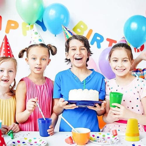 Muulaii Set of 12 Kids Plastic Cups- 8 oz Children Drinking Cups Reusable Unbreakable Plastic Stackable Water Tumblers for Kids & Toddlers Bright Colored- Dishwasher and Microwave Safe thumbnail 9