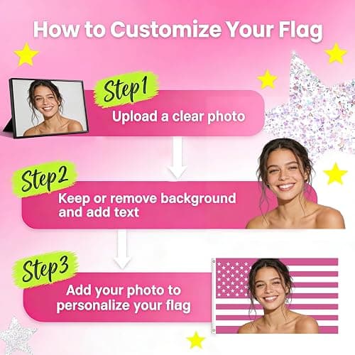 Custom Pink American Flag 3x5 Ft, Personalized Funny Flags with Photo Text, Tear Resistant Tapestry for Room Dorm Concert Outdoor Garden Decor thumbnail 6