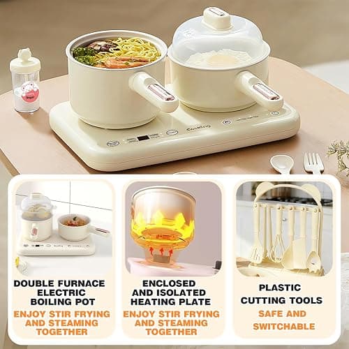 Cicicooie Mini Cooking Sets Real Kitchen for Food Making, Junior Easy Montessori Educational (Beige) thumbnail 4