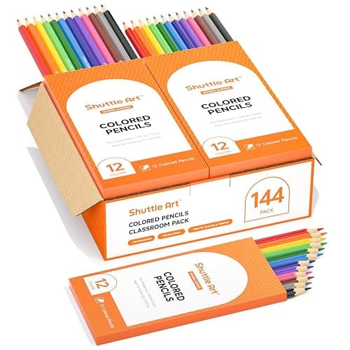 Shuttle Art 144 PCS Colored Pencils Bulk, 12 Assorted Colors, Pack of 12, Break-Resistant, Pre-sharpened Colored Pencils for Kids, Bulk Pack School Supplies for Teachers & Students - Image 1