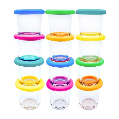 Elk and Friends Baby 4oz Borosilicate Glass Food Storage Jars | 12pk | Borosilicate Glass | Set of 12 | Microwave, Oven + Dishwasher Safe | Perfect for Purees, Breast Milk + Baby Food - Image 1