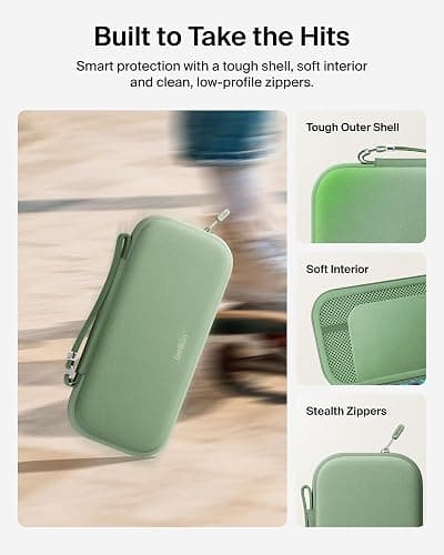Belkin Nintendo Switch 2 Case, Travel Bag w/AirTag Holder & Storage Pocket for Up to 12 Game Cards - Portable, Lightweight Carrying Case w/Hard Shell, Soft Interior, Switch 2 Accessories - Sage thumbnail 6
