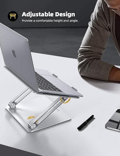 Lamicall Adjustable Laptop Stand, Portable Laptop Riser, Aluminum Laptop Stand for Desk Foldable, Ergonomic Computer Notebook Holder for MacBook Air Pro HP, Office Desk Accessories (10-17.3'')- Silver thumbnail 7