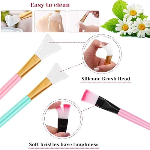 anezus 11 Pcs DIY Facial mask Mixing Tool Kit with Bowl Stick Spatula Silicone Brush Spray Bottle Puff Soaking Bottle Gauges (Pink) thumbnail 4