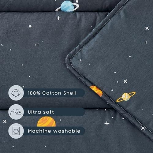 Wake In Cloud - Toddler Nap Mat with Pillow and Blanket, 100% Cotton Fabric, for Kids Boys Ages 3 Plus in Daycare Kindergarten Preschool, Roll Up Sleeping Bag, Galaxy Spaces thumbnail 6