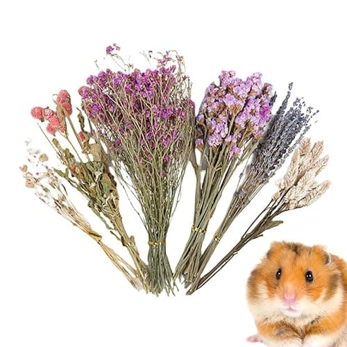 Flower Hamster Bedding, Natural Ear Of Grain Flowers Hamster Sprays Forage, Dried Flower Small Animal Bedding, House Cag & Habitat Decor For Hamsters Gerbils Rabbits(C) - Image 1