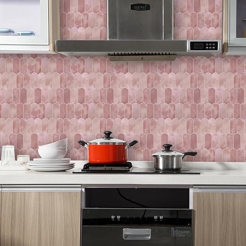 Vamos Tile 10-Sheet Backsplash Peel and Stick Tile, Pink Self Adhesive Vinyl Wall Tiles, Stick on Backsplash for Kitchen, Bathroom,RV (Thicker Design) thumbnail 5