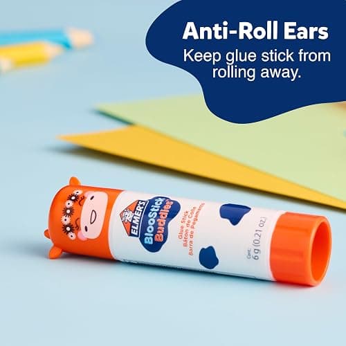 Elmer's BlooStick Buddies Glue Sticks, Disappearing Blue, Anti-Roll Cap Design, Unique Characters, 6 Grams, 48 Count - Classroom Supplies, #1 Teacher Brand thumbnail 4