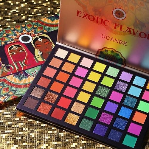 UCANBE EXOTIC FLAVORS Neon Eyeshadow Makeup Palette - 48 Colorful High Pigmented - Rainbow Matte Shimmer Glitter Eye Shadow Make Up Pallet Gift Set thumbnail 2