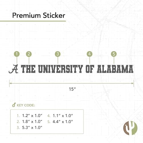 Desert Cactus University of Alabama Roll Tide Bama Crimson Name Logo Vinyl Decal Laptop Water Bottle Car Scrapbook (15 Inch Sticker) thumbnail 2