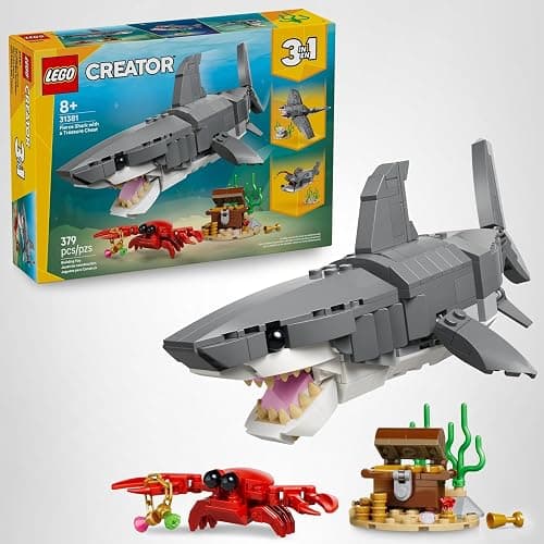 LEGO Creator Fierce Shark with a Treasure Chest Building Toy for Boys & Girls - Kids Build a Shark, Fish, or Manta Ray Animal Figure - Bedroom or Shelf Decor for Ages 8+ - 31381 thumbnail 7