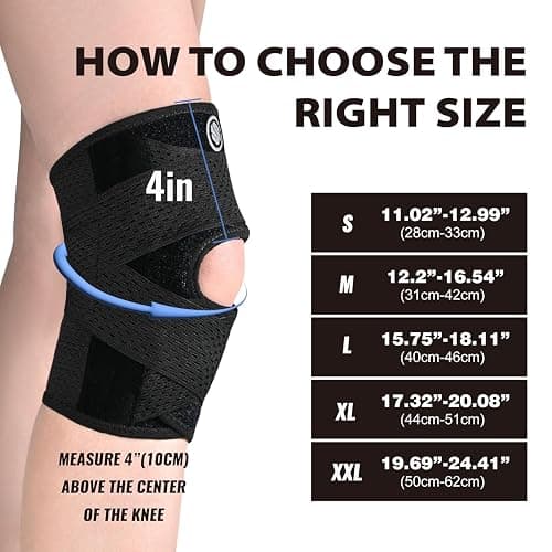 Knee Brace with Side Stabilizers for Knee Pain, Adjustable Knee Support for Meniscus Tear ACL MCL Arthritis Injury Recovery, Breathable Knee Wrap for Men & Women, Workout, Sports (Black, Medium) - Medium - Black thumbnail 5