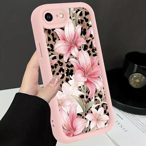 NBCDSUJ Cheetah Leopard Print Pink Lily Flower Phone Case for iPhone 17e/iPhone 16e Case Raised Camera Protection Soft Silicone Slim TPU Funda Phone Cover for iPhone 17e/iPhone 16e 6.1 Inch thumbnail 6