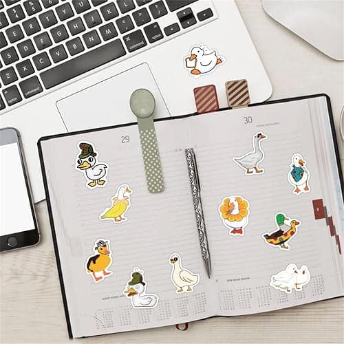 Cute Duck Stickers for Kids, Funny Animals Stickers for Boys Girls Teens Adults, 60PCS Cartoon Duck Vinyl Waterproof Stickers Bulk for Water Bottle Laptop Scrapbook Journal Phone Bike thumbnail 2