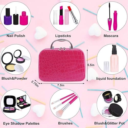 Tepsmigo Pretend Makeup Kit for Girls, Kids Pretend Play Makeup Set - with Cosmetic Bag for Birthday Christmas, Toy Makeup Set for Toddler, Little Girls Age 3+(Not Real Makeup) thumbnail 3